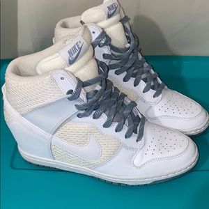 nike high top wedge sneakers white